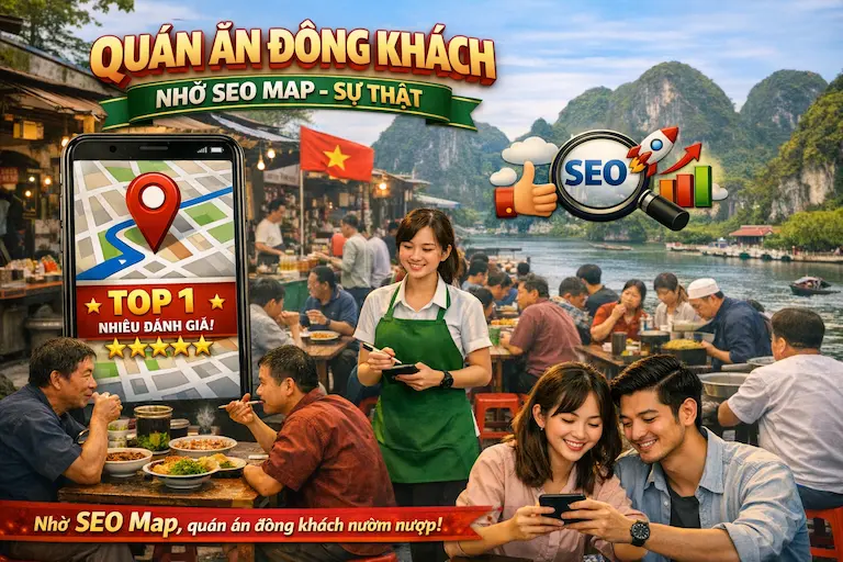 Quán ăn đông khách nhờ SEO Google Maps hiệu quả