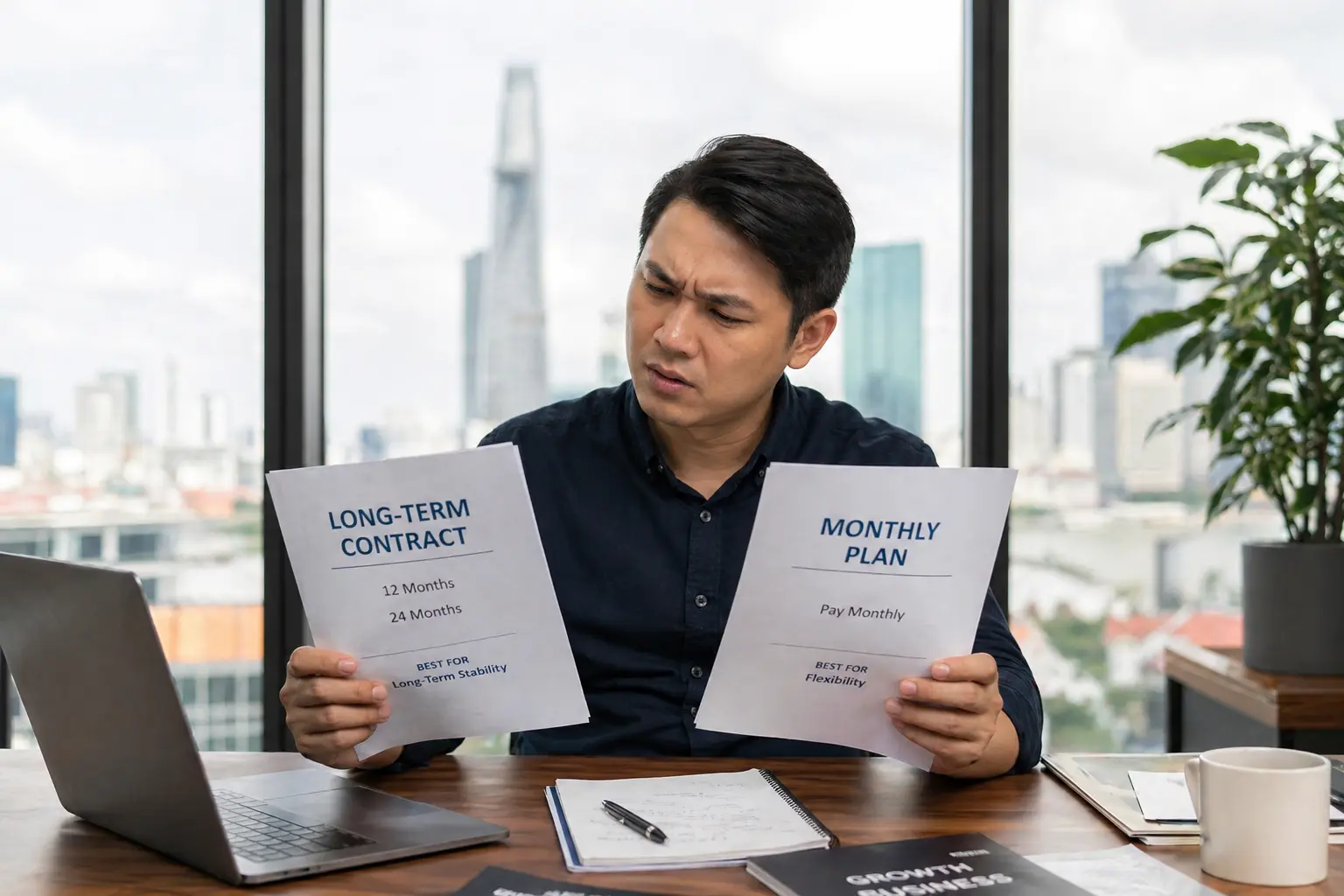 So sánh hợp đồng dài hạn và linh hoạt theo tháng