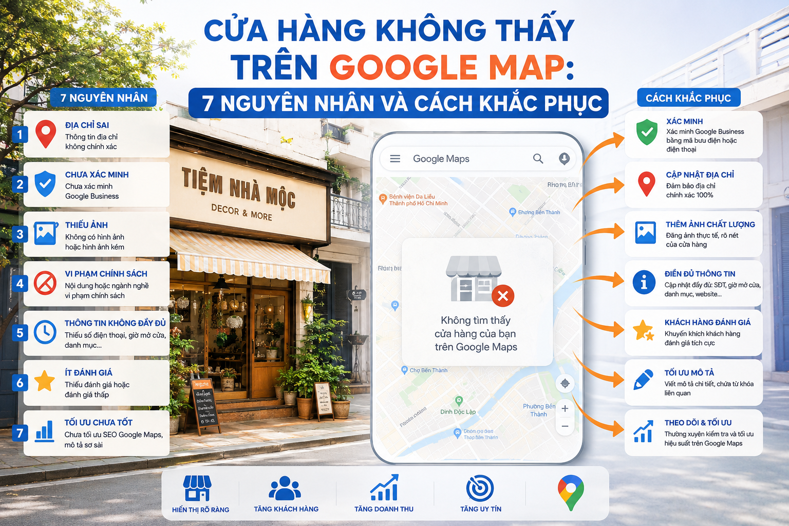 Cửa hàng không thấy trên Google Map: 7 nguyên nhân và cách khắc phục