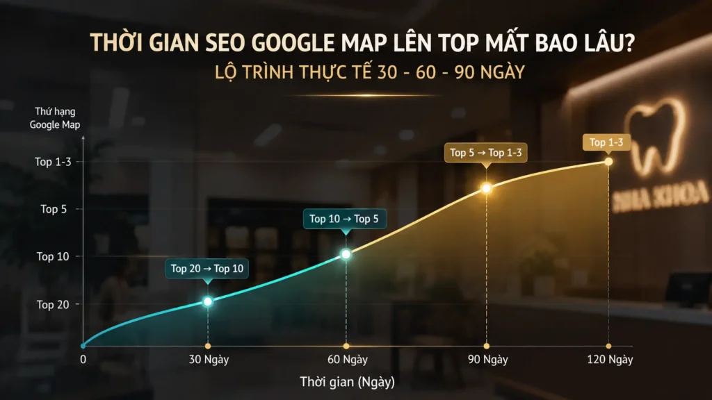 Biểu đồ thời gian SEO Google Map lên top mất bao lâu