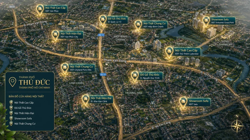Bản đồ cửa hàng nội thất trong SEO Google Map Thủ Đức cho cửa hàng nội thất