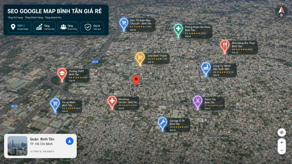 Bản đồ doanh nghiệp trong SEO Google Map Bình Tân giá rẻ