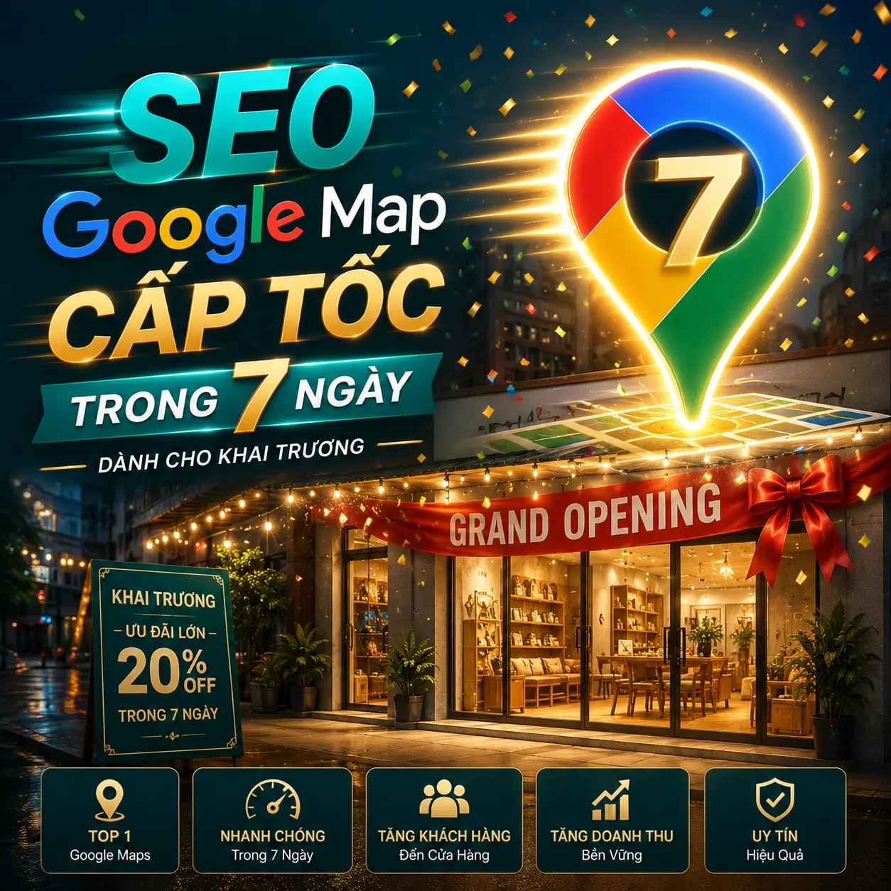 SEO Google Map Cấp Tốc Trong 7 Ngày: Gói Dịch Vụ Cho Sự Kiện Khai Trương