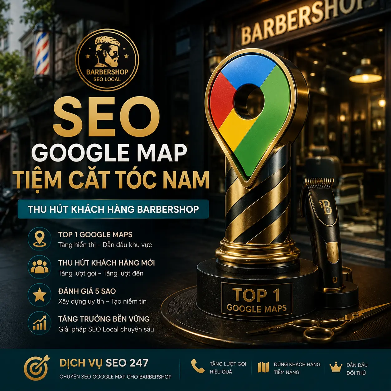 SEO Google Map Cho Chủ Tiệm Cắt Tóc Nam – Chiến Lược Thu Hút Khách Hàng Barbershop