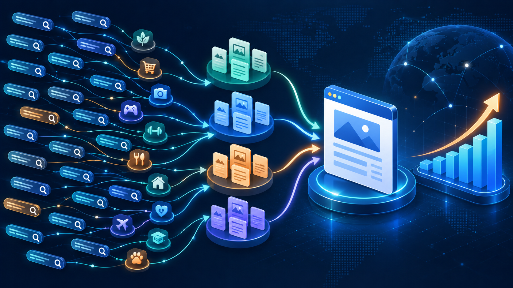 Chiến lược SEO long-tail theo cụm chủ đề dẫn về trang trụ cột